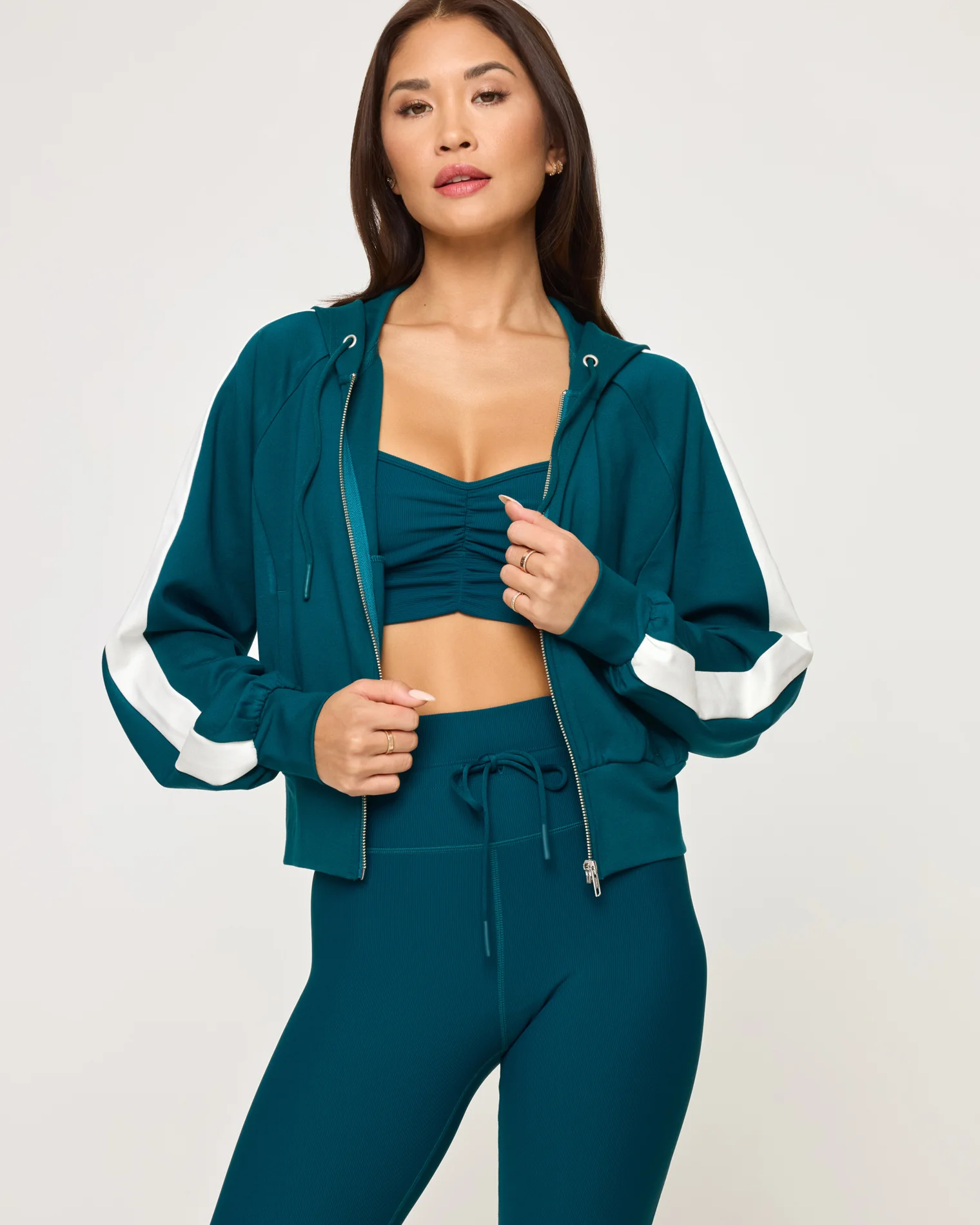 Back To Back Jacket - Deep Teal-Cream