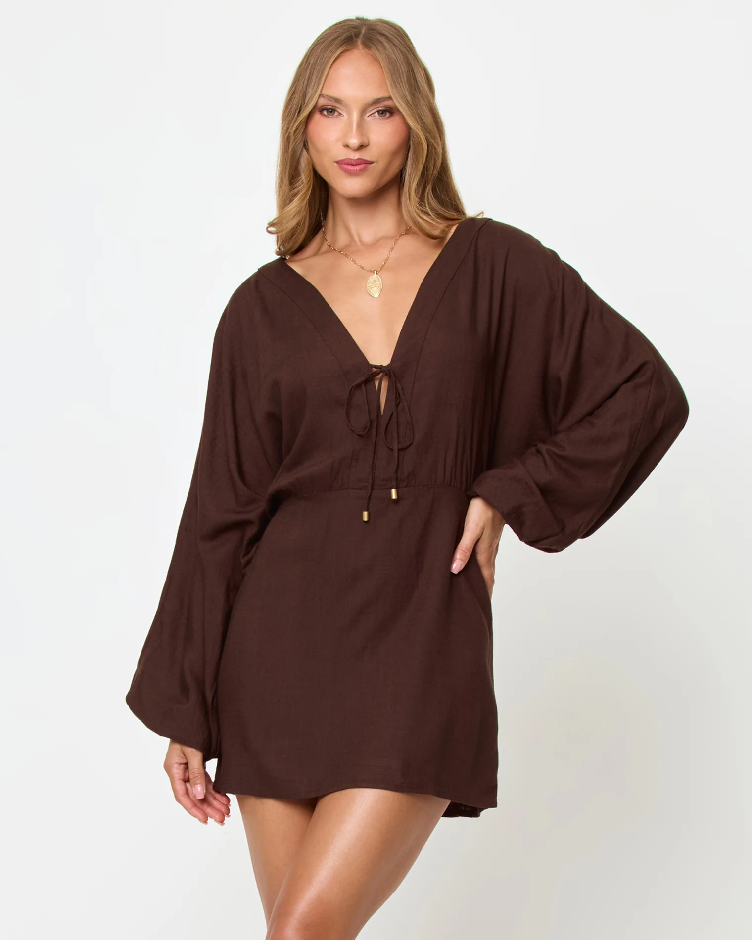 Deia Mini Dress - Espresso - Image 2