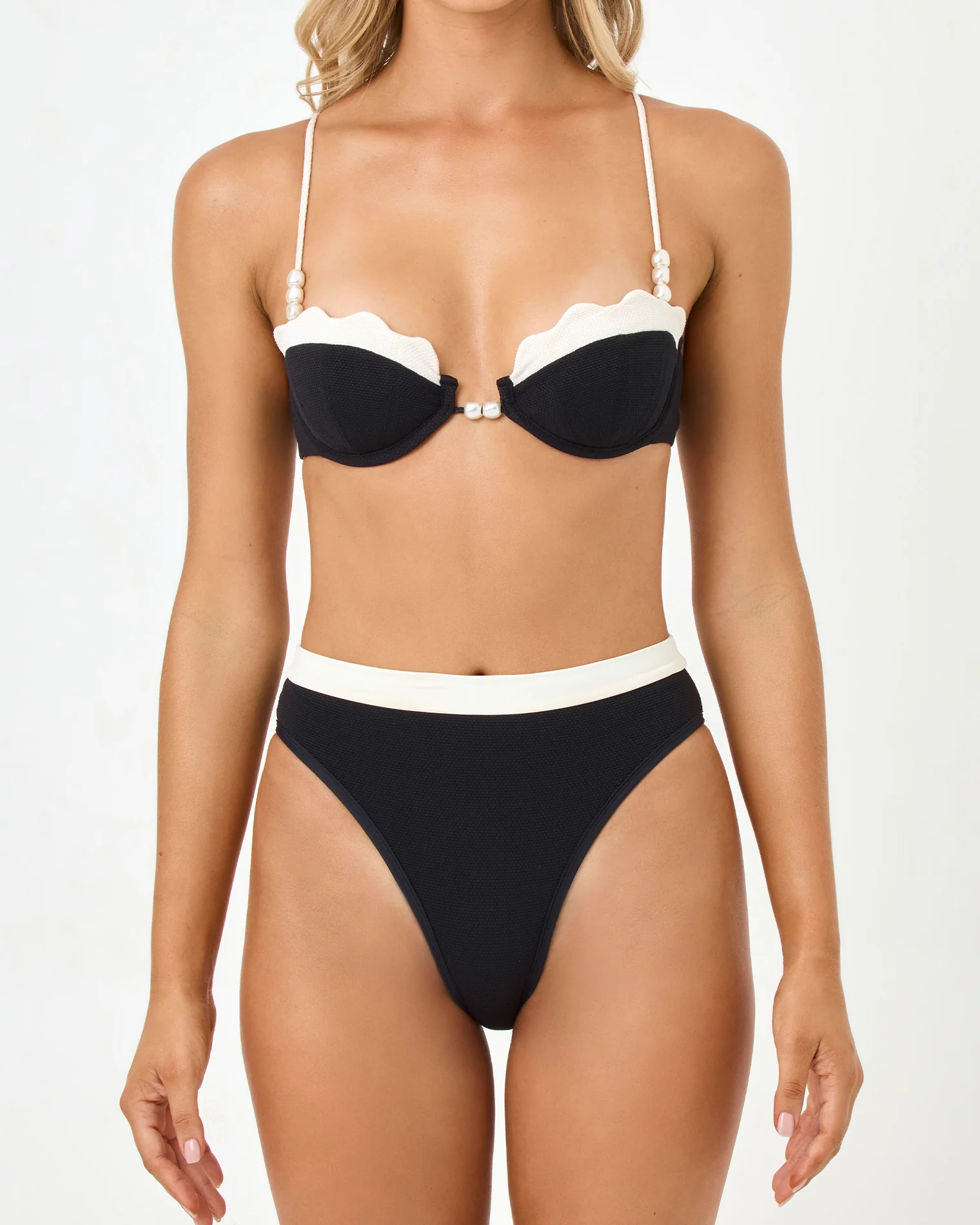 Frenchi Bikini Bottom - Black-Cream - Image 4