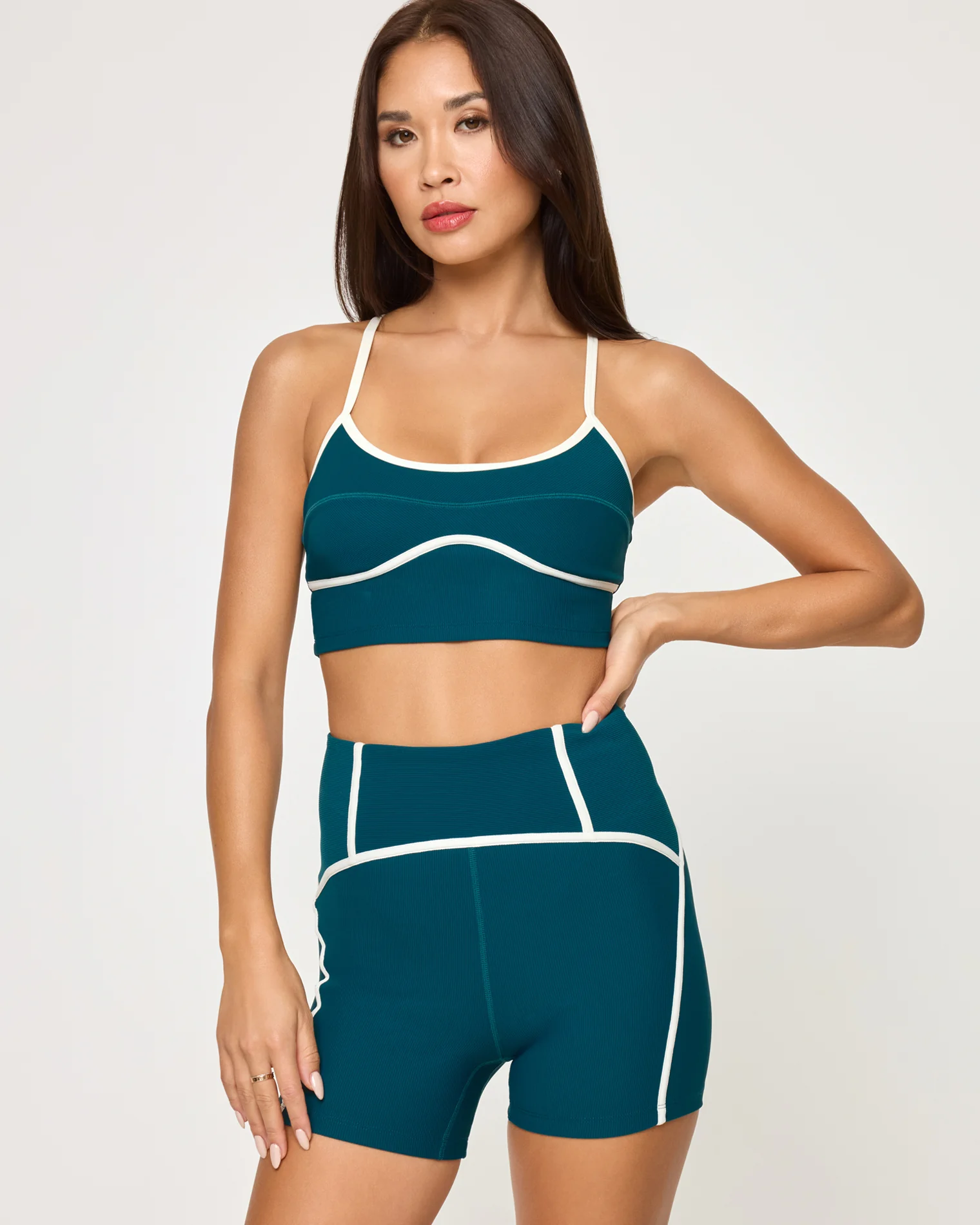 Revel Top - Deep Teal-Cream - Image 2