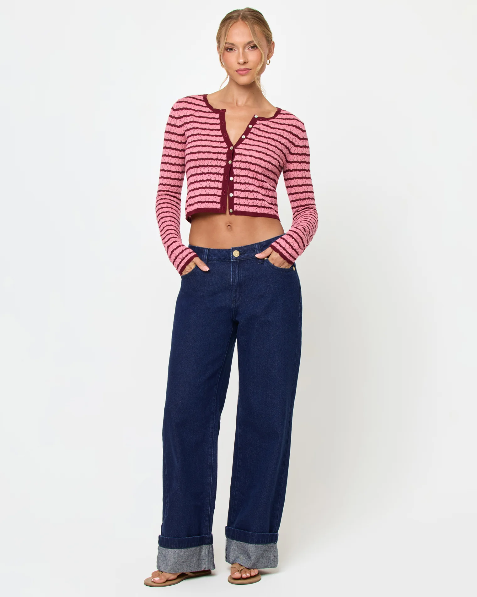 Rosalie Cardigan - Strawberry Stripe - Image 2