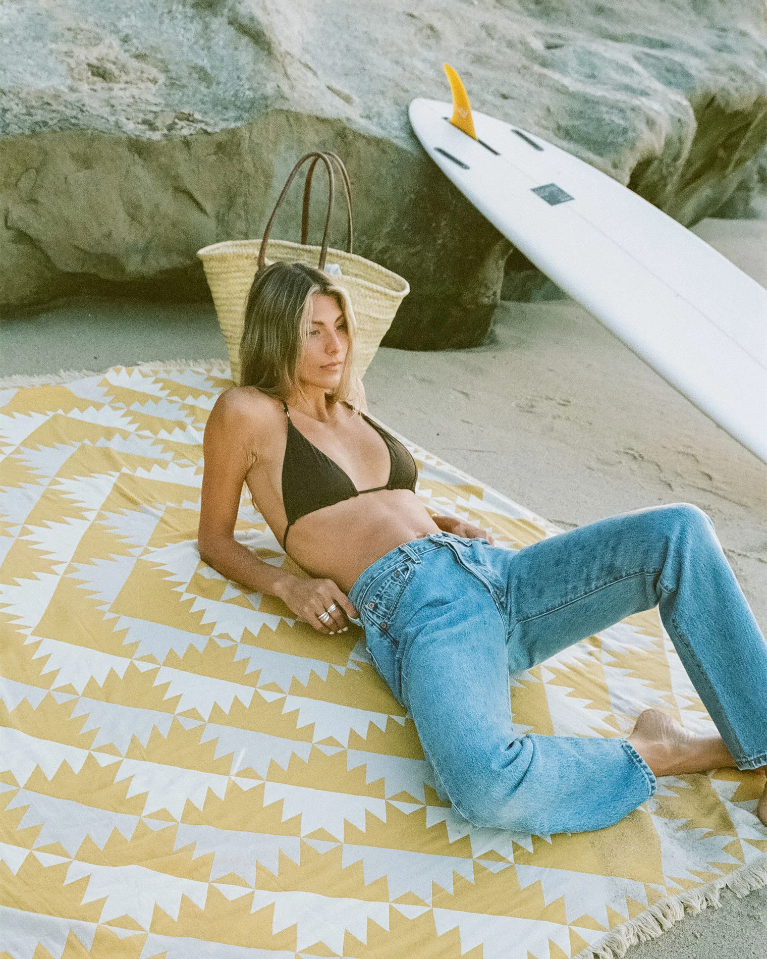 Slowtide Daydream Driftweave Beach Blanket - Curry