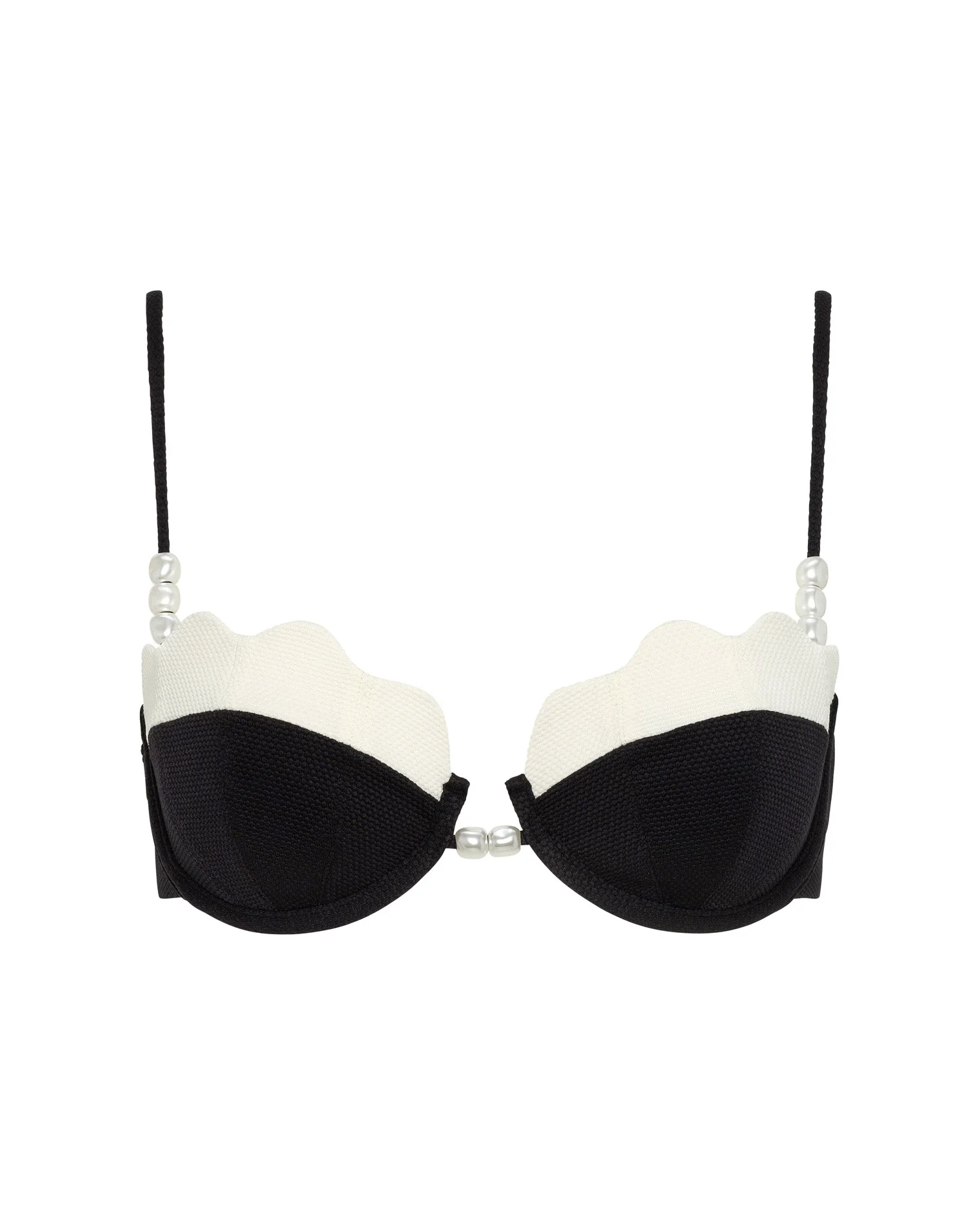 Sunrise Shell Bikini Top - Black-Cream - Image 3