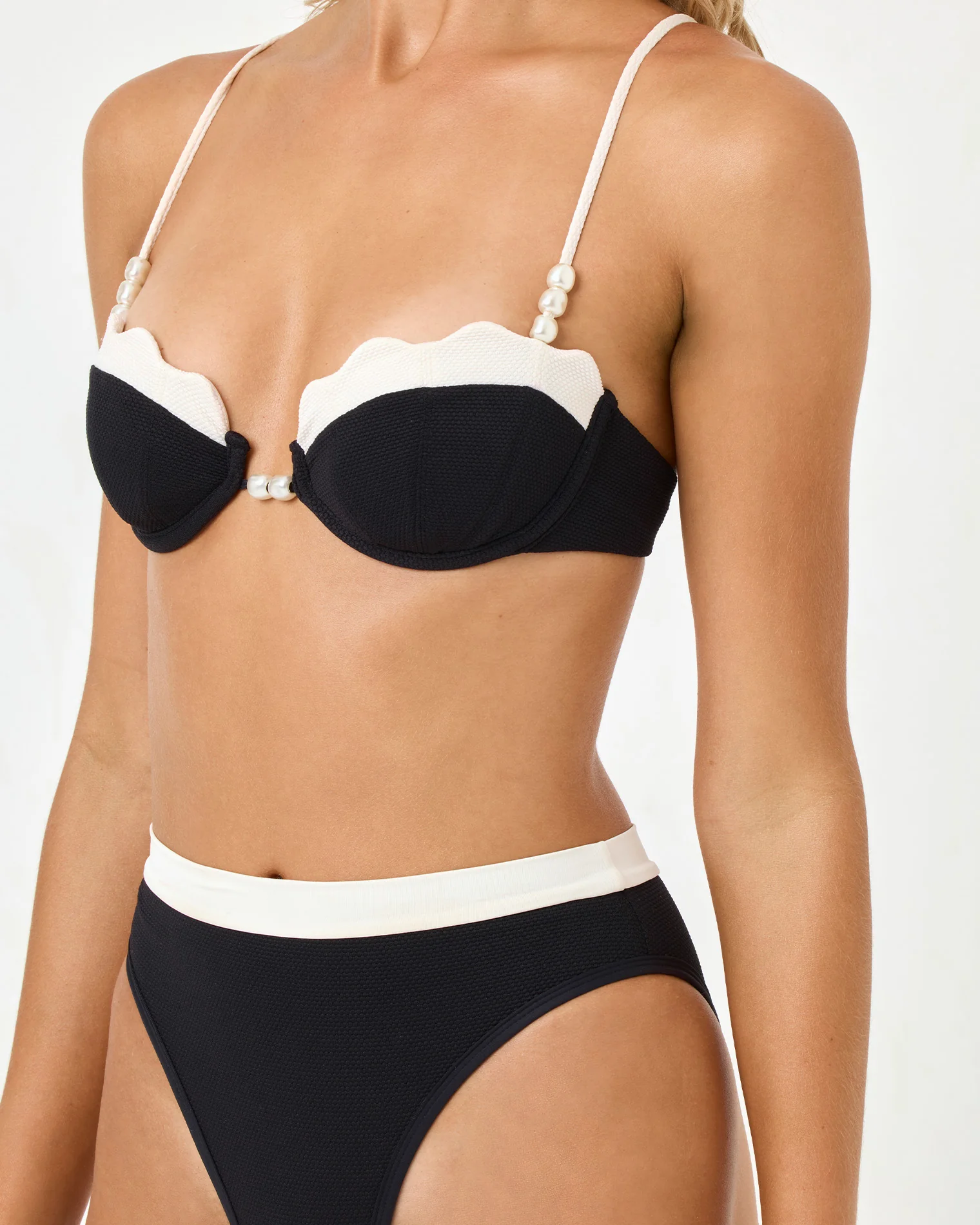 Sunrise Shell Bikini Top - Black-Cream - Image 6