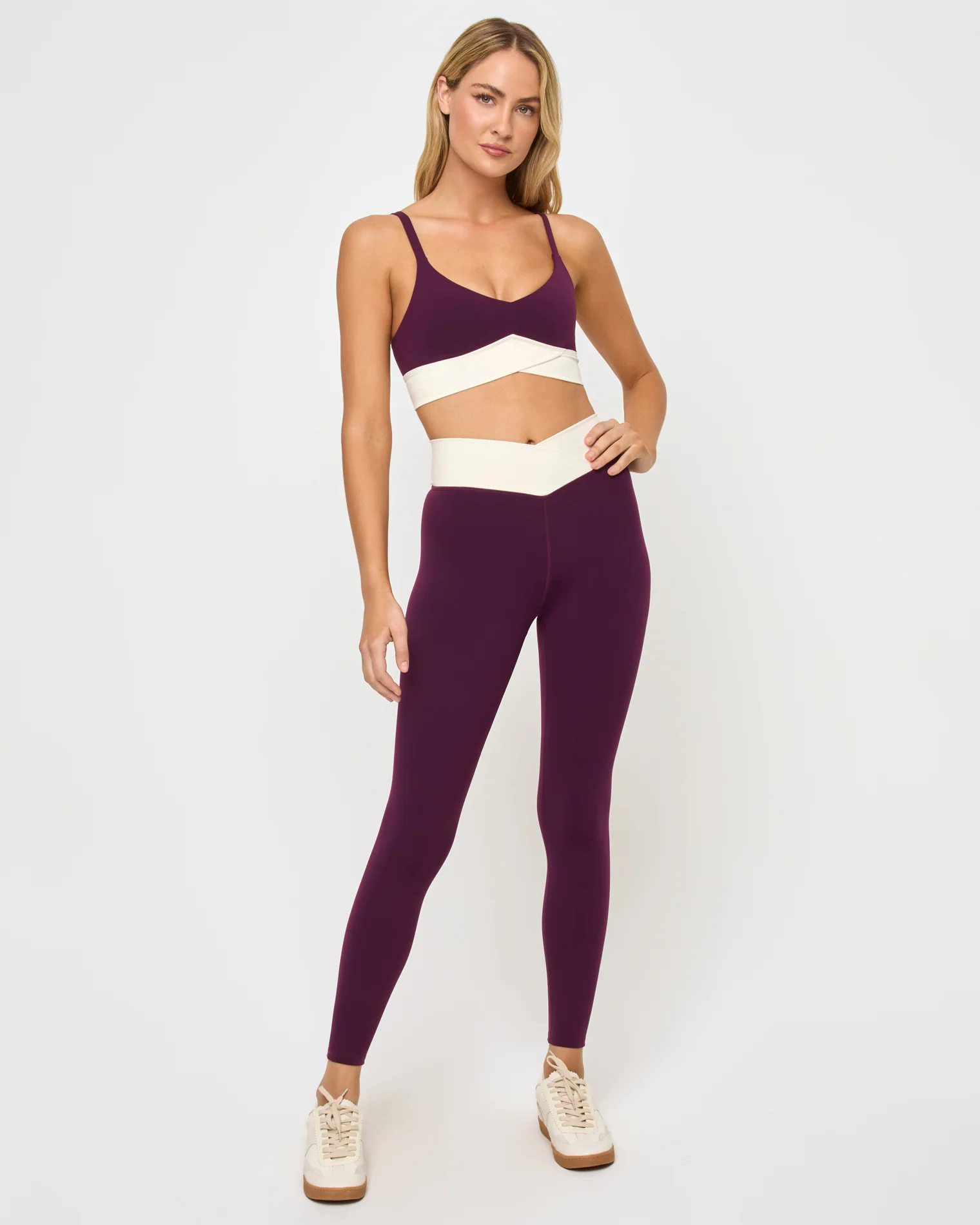 Unmatched Legging - Plum-Cream - Image 2